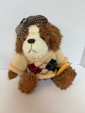 Brass Button Collectibles Augie Dog Plush 1997 Sweater Hat Vintage With Tag